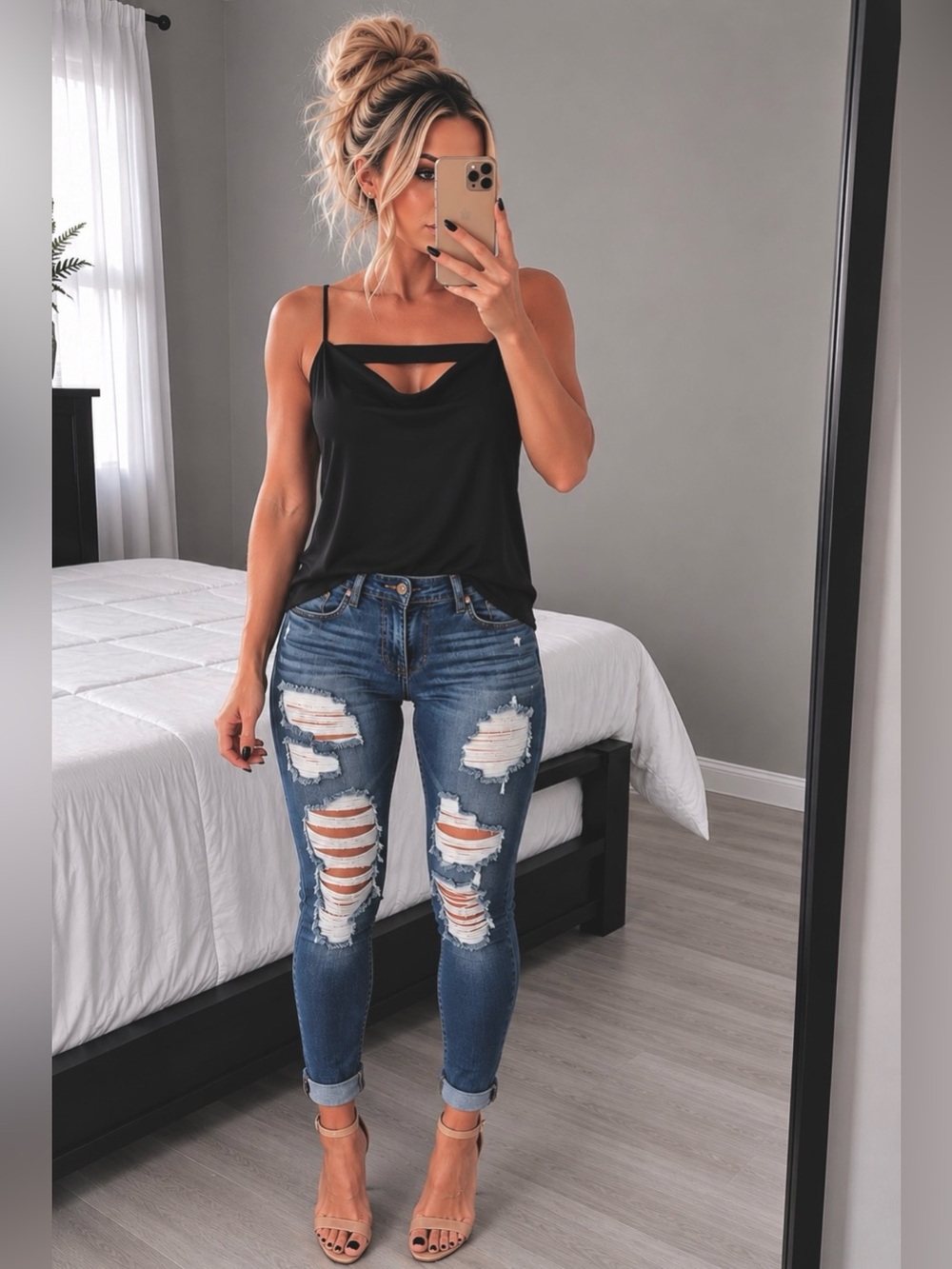 Maurices Black Cowl Neck Cami Tank Top | Size: Large